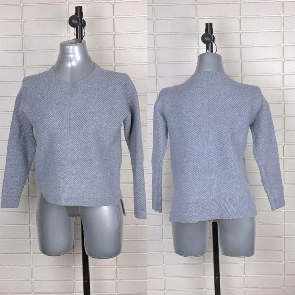 2/$25 Wilfred solid gray knitted neutrals heavy weight wool sweater size large - Picture 1 of 6